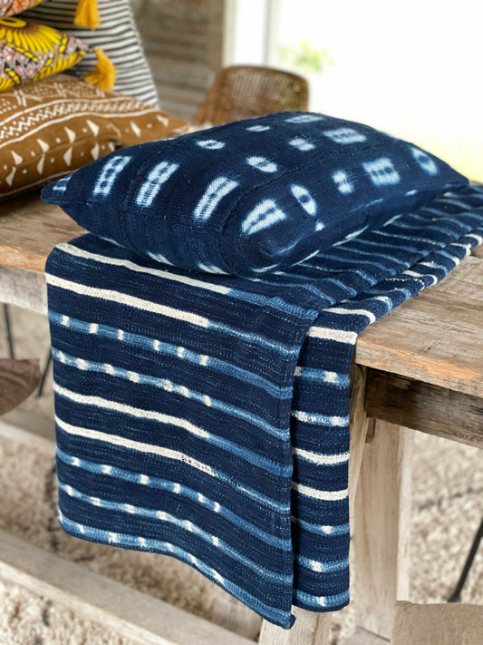 Etnische kussenhoes - Mudcloth Bogolan indigo - BAHARINI