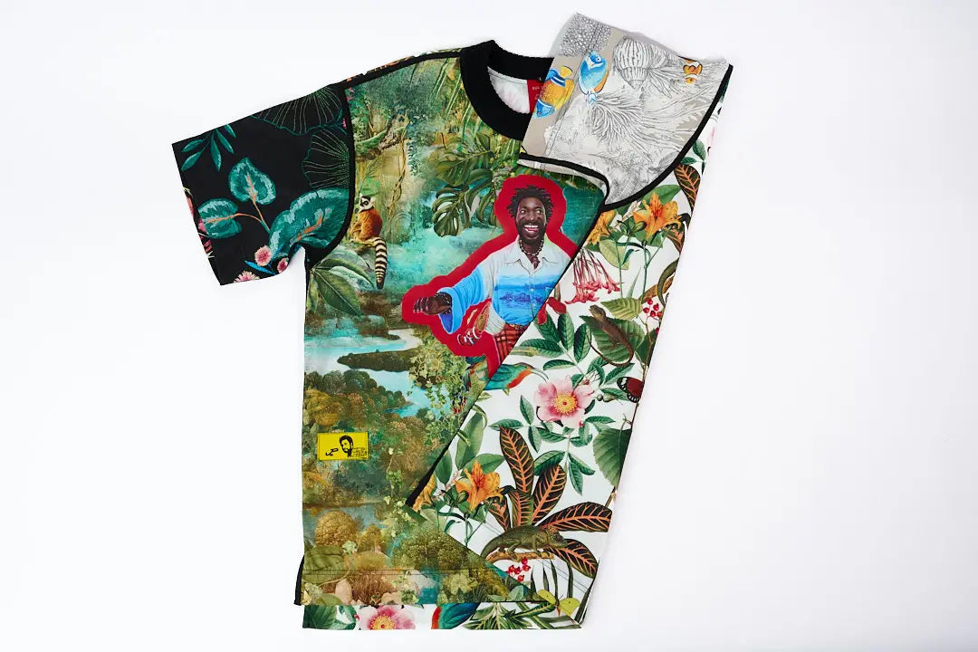 T-shirt BISENGO JP MIKA x XULY-BËT - Numéroté 7/65 - Taille L - Wearable-art inspiré du tableau "La Générosité" de la série de toiles BISENGO de JP MIKA.