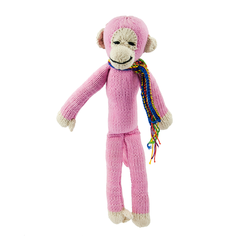 Le singe JOSEPH est disponible en 2 tailles S & M et en de nombreuses couleurs  (ici en rose bubble-gum taille M).