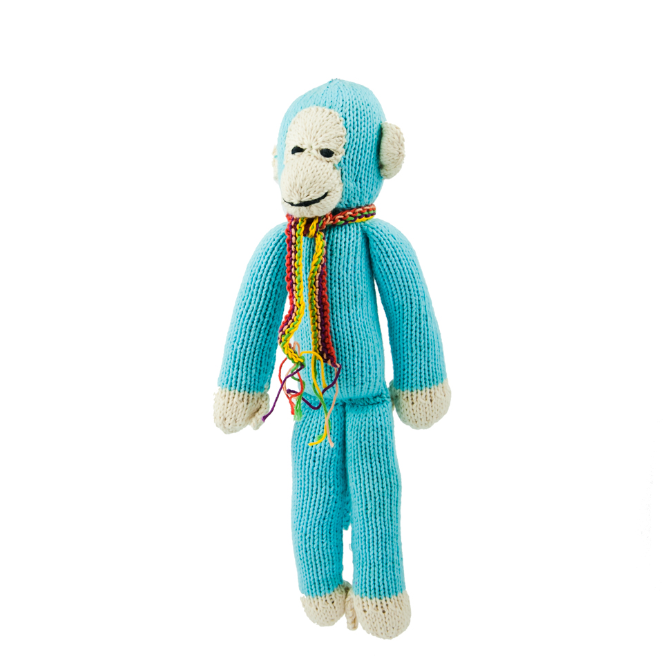 Le singe JOSEPH est disponible en 2 tailles S & M et en de nombreuses couleurs  (ici en bleu turquoise taille M).