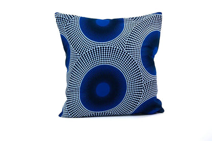 Housse de coussin éthnique - Wax bleu et blanc - 40 x 40 cm - WAALI - Studio Matongé