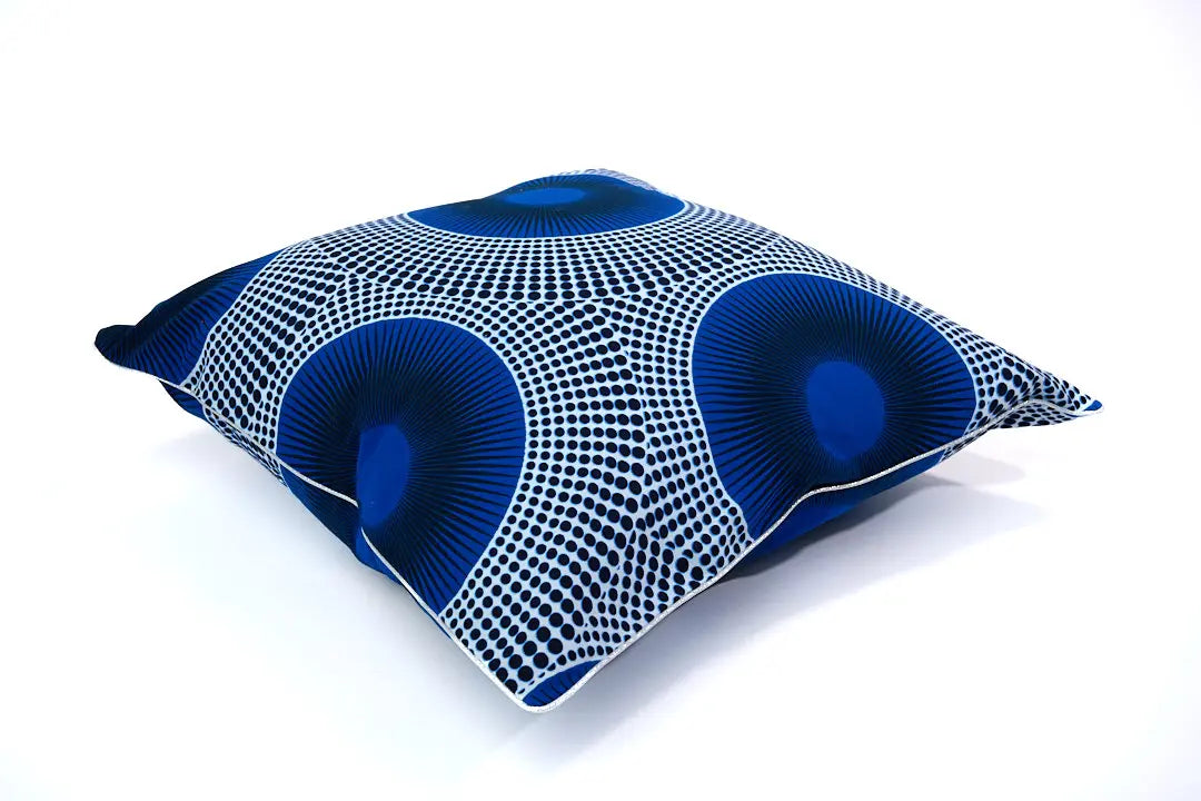 Housse de coussin éthnique - Wax bleu et blanc - 40 x 40 cm - WAALI - Studio Matongé