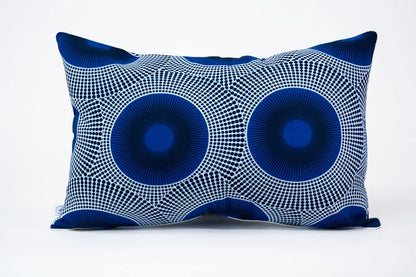 Housse de coussin éthnique - Wax bleu et blanc -40 x 60 cm - WAALI - Studio Matongé