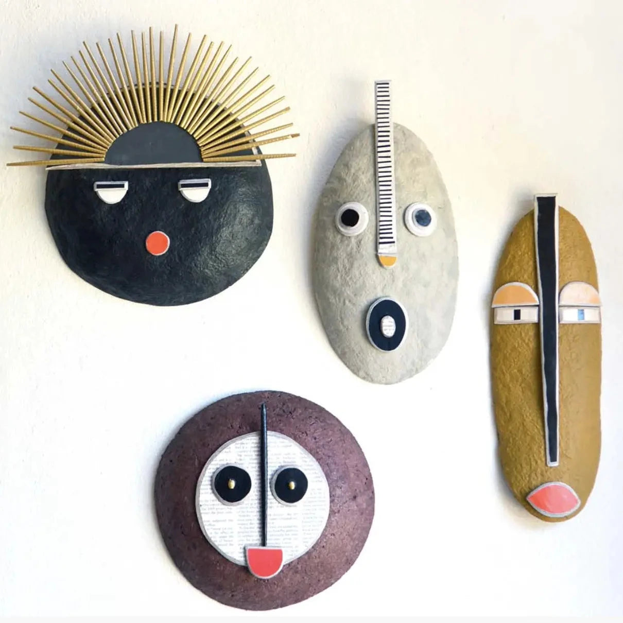 Collectionnez les masques africains stylisés design réalisés en papier mâché recyclé - Quazidesign - Studio Matongé