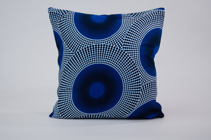 Housse de coussin éthnique - Wax bleu et blanc - 40 x 40 cm - WAALI - Studio Matongé